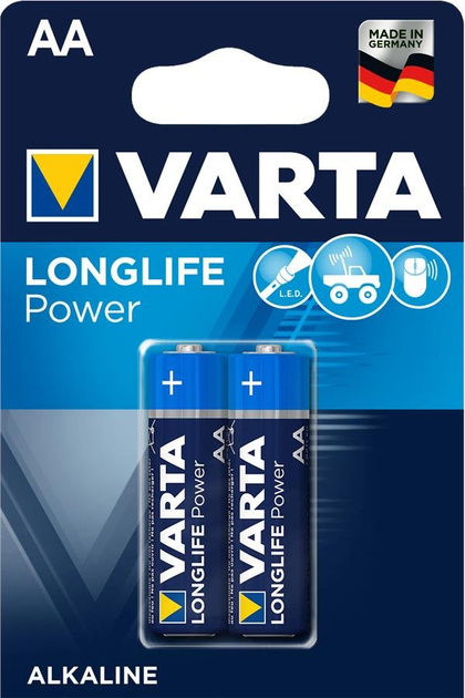 Батарейка типу AA VARTA 4906 (LR06) LONGLIFE Power 1x2 BL на батарейки.com.ua