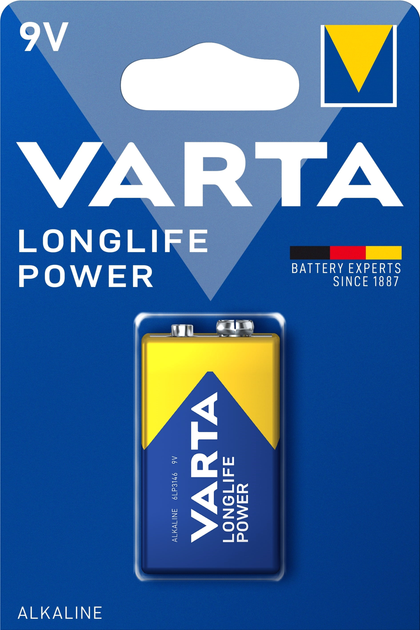 Батарейка VARTA 4922 (6LR61) LONGLIFE Power 1BL - купити на батарейки.com.ua