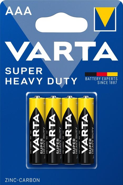 Батарейка VARTA AAA R03 Super heavy duty 2003 4BL), зображення 4 Батарейка VARTA AAA R03 Super heavy duty 2003 4BL), зображення 4