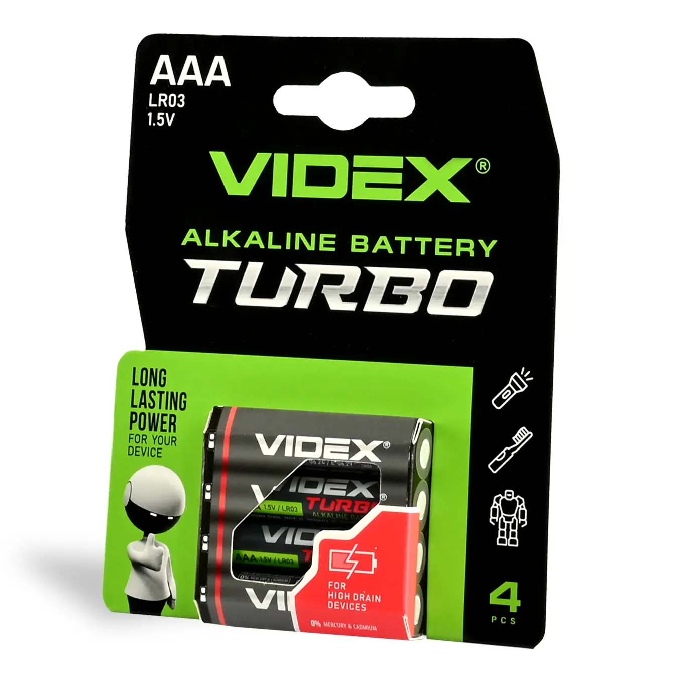 Батарейка Videx LR03 Turbo 4bl 40уп. на батарейки.com.ua