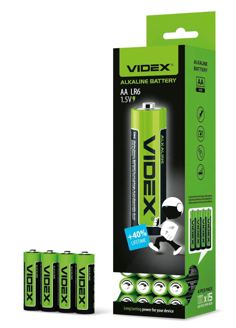 Батарейка Videx LR6 4шт shrink), зображення 3 Батарейка Videx LR6 4шт shrink), зображення 3