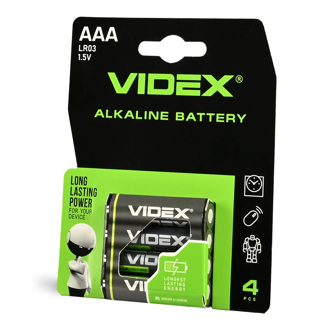 Батарейки Videx LR03 AAA 4bl від батарейки.com.ua