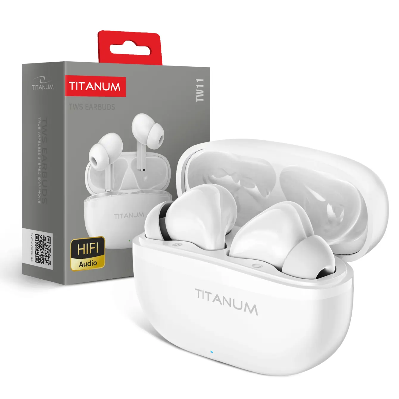 Бездротові TWS навушники TITANUM TW11 White від батарейки.com.ua