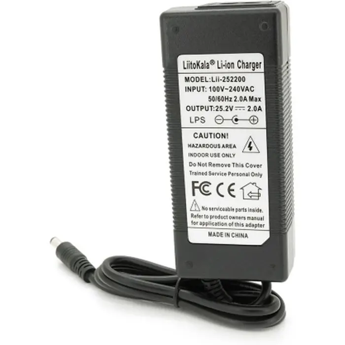 Блок живлення, Зарядне LiitoKala Lii-252200 Li-Ion 6s 25,2V 2A, 100-240 VAC, Роз'єм: 5,5x2,1), зображення 3