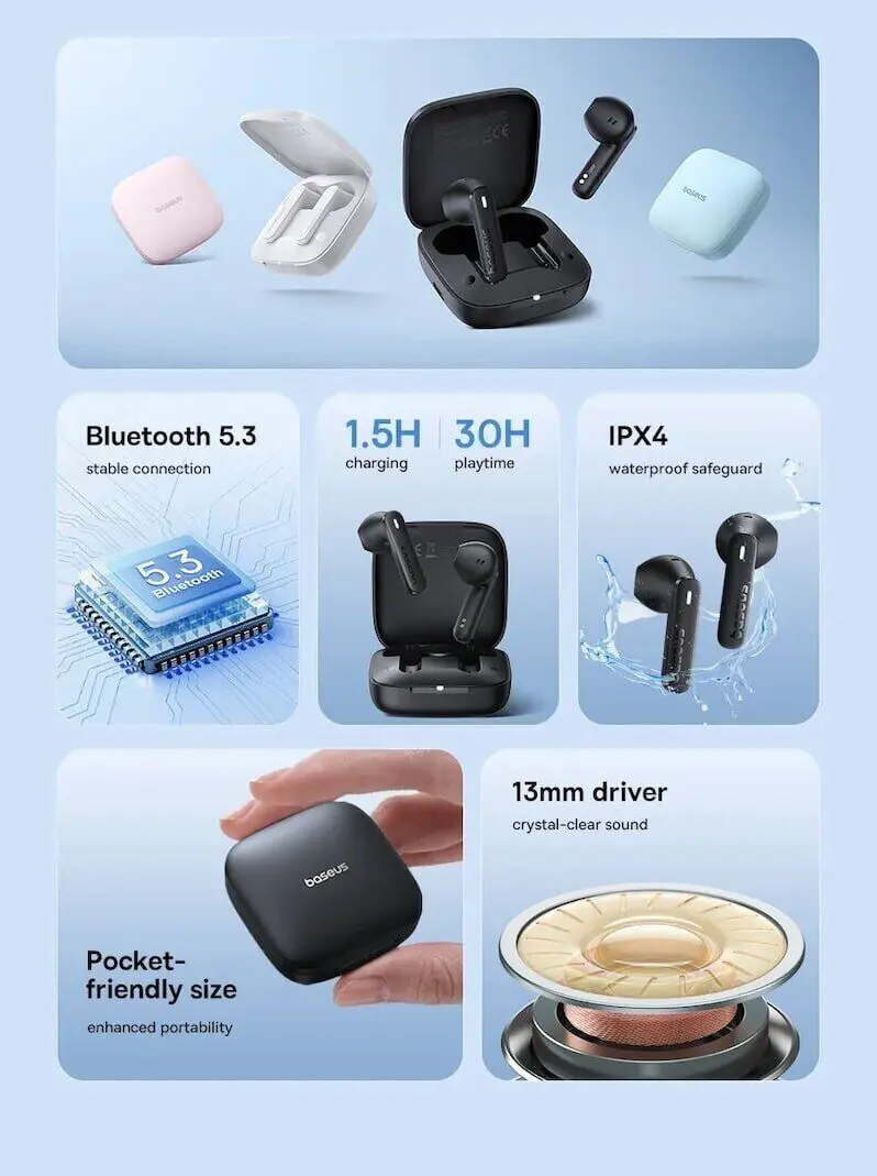 bluetooth навушники TWS Baseus True Ws Bowie E16 (A00061900113-01) Black), зображення 8