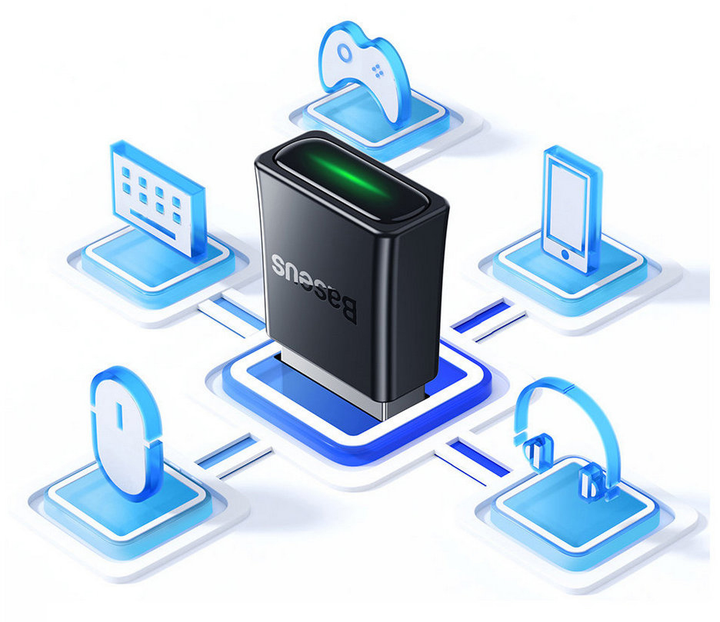 Bluetooth адаптер USB Baseus BA07 Wireless Adapter чорний ZJBA010001), зображення 5