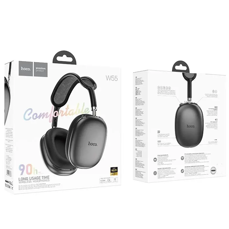 Bluetooth гарнітура Hoco W55 Pleasing BT5.4 90hours Deep Space Gray), зображення 2