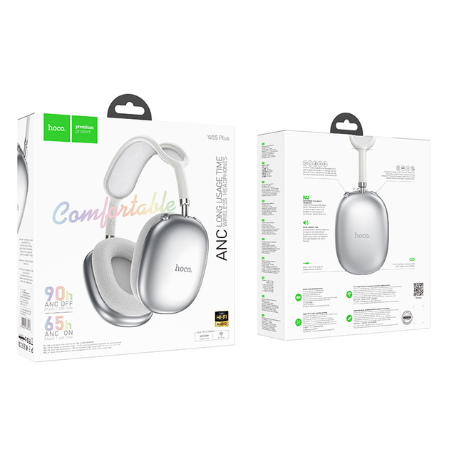 Bluetooth гарнітура Hoco W55 Plus Happiness ANC noise reduction BT headphones Deep space gray), зображення 6