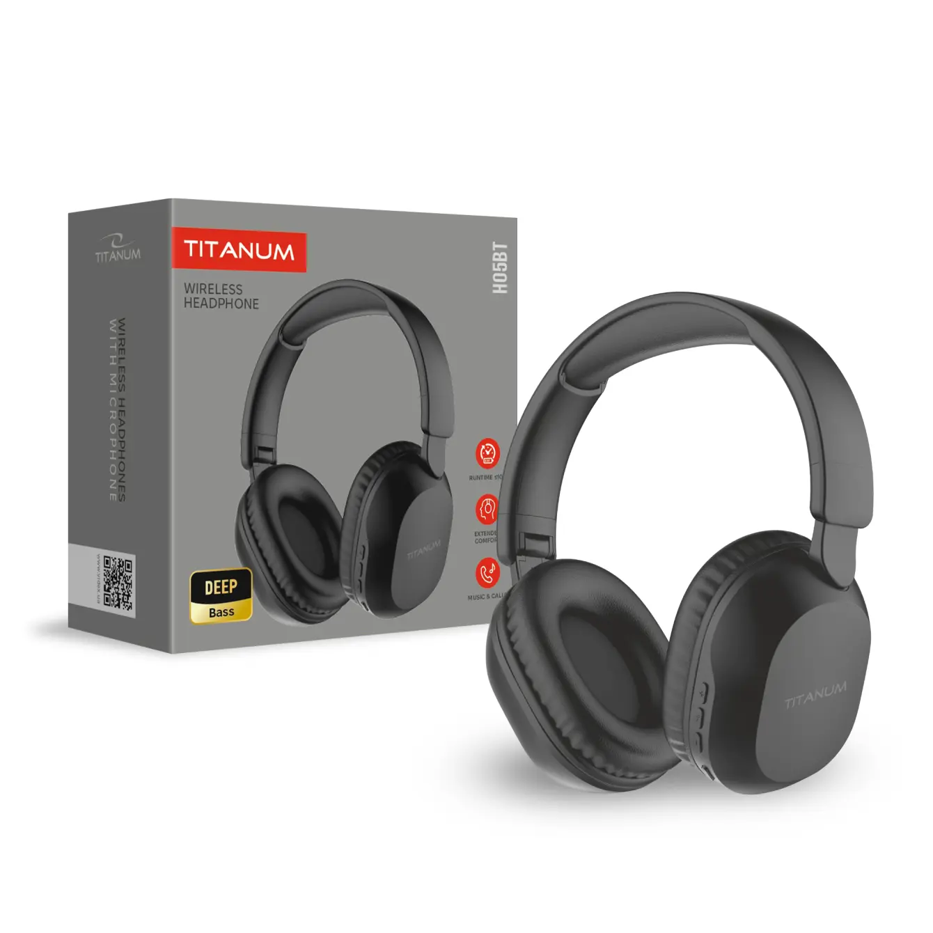 Bluetooth гарнітура TITANUM H05BT BT5.4, AUX, Type-c, Black), зображення 2