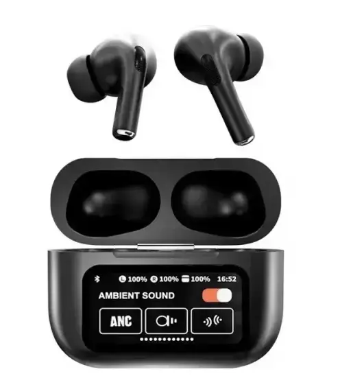 bluetooth гарнітура (TWS, AirDots ) AirPods A9 Pro TouchScreen ANC/ENC Black), зображення 5