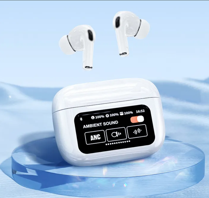 Bluetooth навшуники TWS A9 Pro TouchScreen ANC/ENC білі), зображення 6