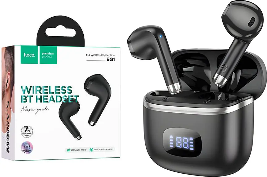 Bluetooth навушники HOCO EQ1 Bluetooth V5.3 TWS чорні), зображення 4