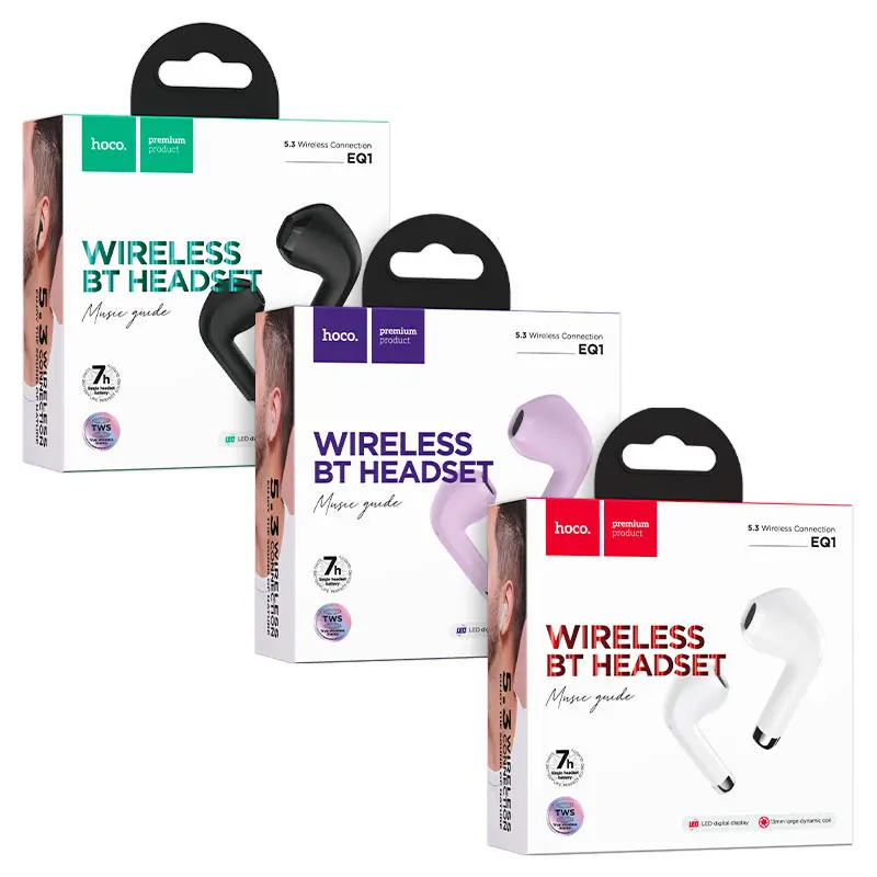 Bluetooth навушники HOCO EQ1 Bluetooth V5.3 TWS чорні), зображення 5