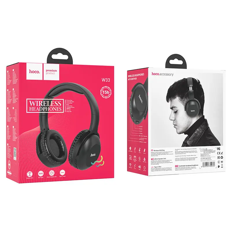 Bluetooth Навушники Hoco W33 TWS, BT5.0, AUX, до 10 годин, Чорні), зображення 5