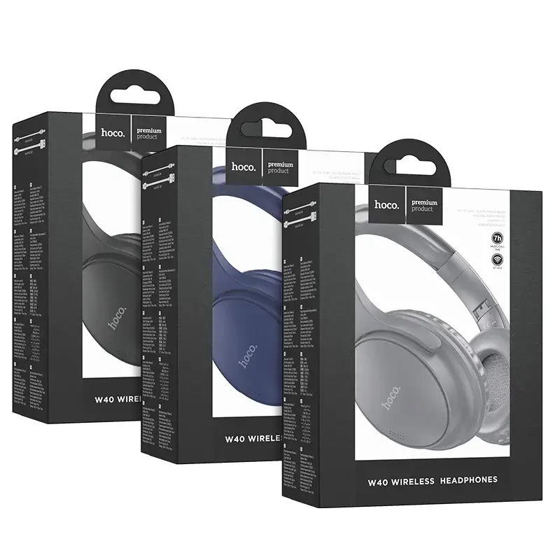 Bluetooth Навушники Hoco W40 BTV5.3, TF, AUX, type-C, Сині), зображення 5 Bluetooth Навушники Hoco W40 BTV5.3, TF, AUX, type-C, Сині), зображення 5