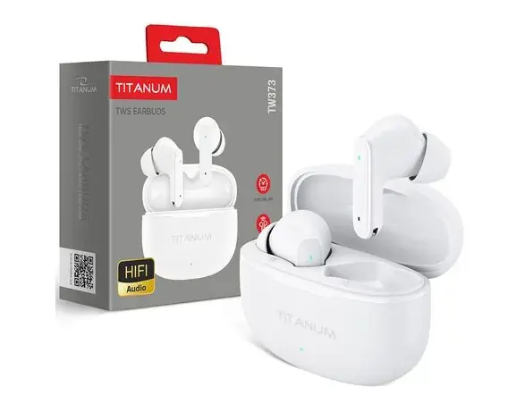 Bluetooth навушники TITANUM TW373 TWS, AirDots White), зображення 2