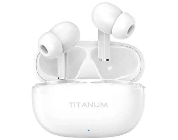 Bluetooth навушники TITANUM TW373 TWS, AirDots White від батарейки.com.ua