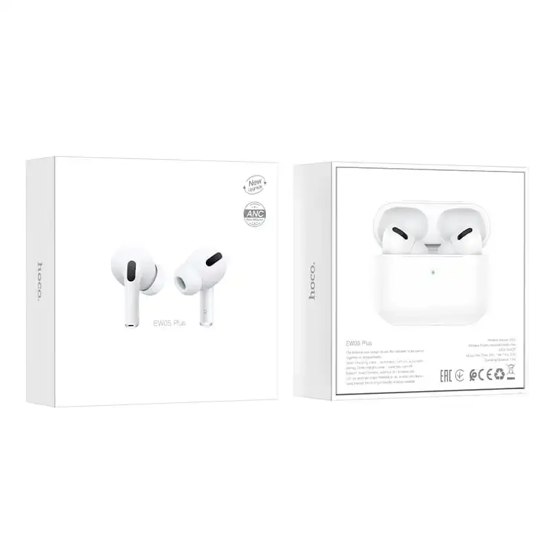 bluetooth Навушники TWS HOCO EW05 TWS сенсорні білі), зображення 6 bluetooth Навушники TWS HOCO EW05 TWS сенсорні білі), зображення 6