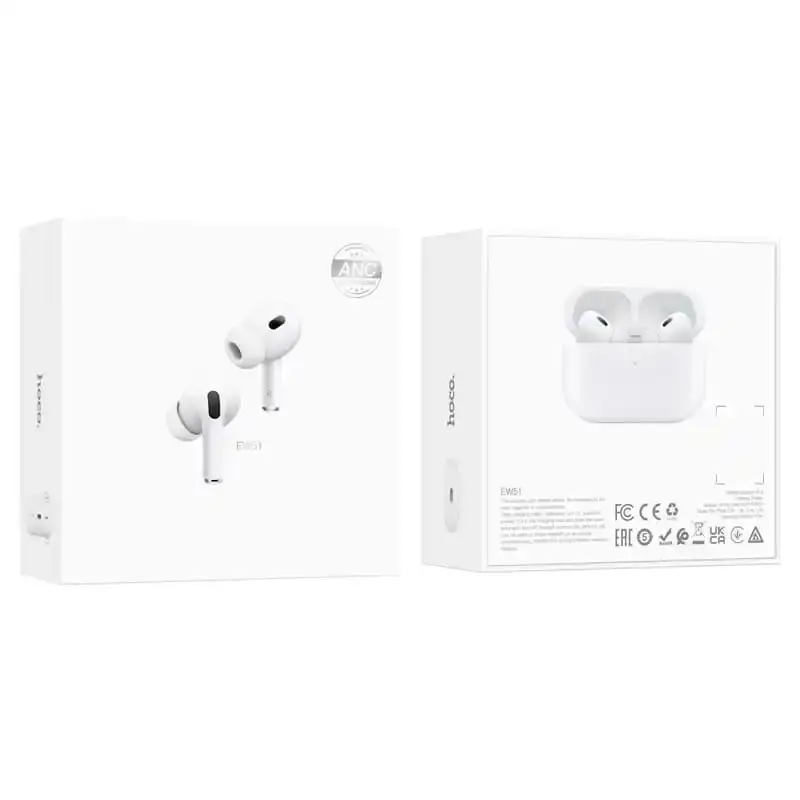 bluetooth навушники TWS  HOCO EW51 True ws ANC noise reduction BT headset White), зображення 2
