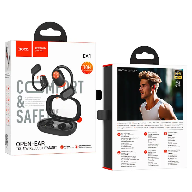 bluetooth навушники TWS HOCO EA1 Spectrum TWS, BT5.3, до 10 годин чорні), зображення 2