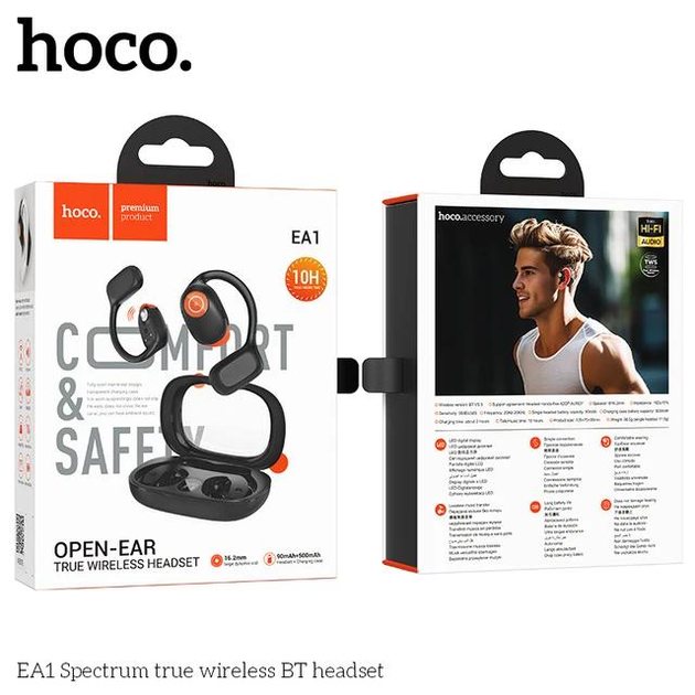 bluetooth навушники TWS HOCO EA1 Spectrum TWS, BT5.3, до 10 годин чорні), зображення 7