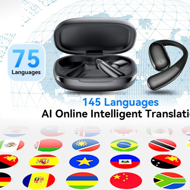 Bluetooth навушники TWS XO G37 BT5.4 Leather Patter Al Translate OWS Headset чорні, з ШІ перекладачем), зображення 8