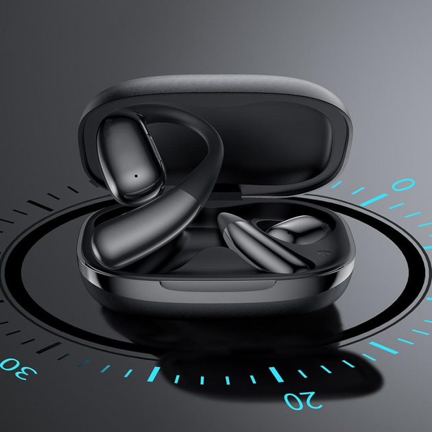 Bluetooth навушники TWS XO G37 BT5.4 Leather Patter Al Translate OWS Headset чорні, з ШІ перекладачем від батарейки.com.ua