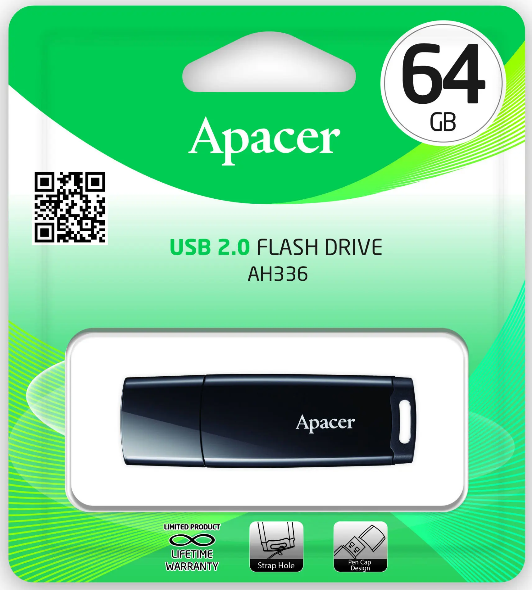 флешка APACER АН336 64GB black від батарейки.com.ua