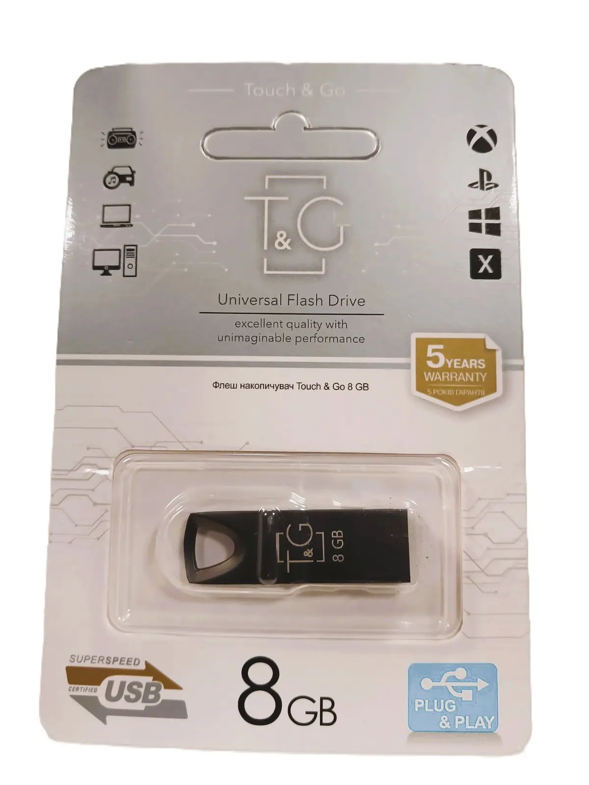 флеш-драйв T&G 117 8GB металева від батарейки.com.ua