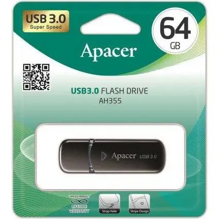 флешка APACER АН355 64GB black USB3.0 від батарейки.com.ua