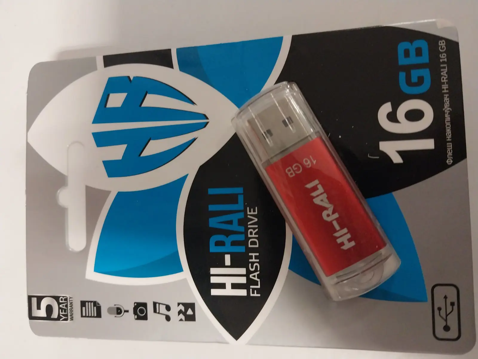 флешка Hi-Rali 16GB Rocket серiя червоний), зображення 2