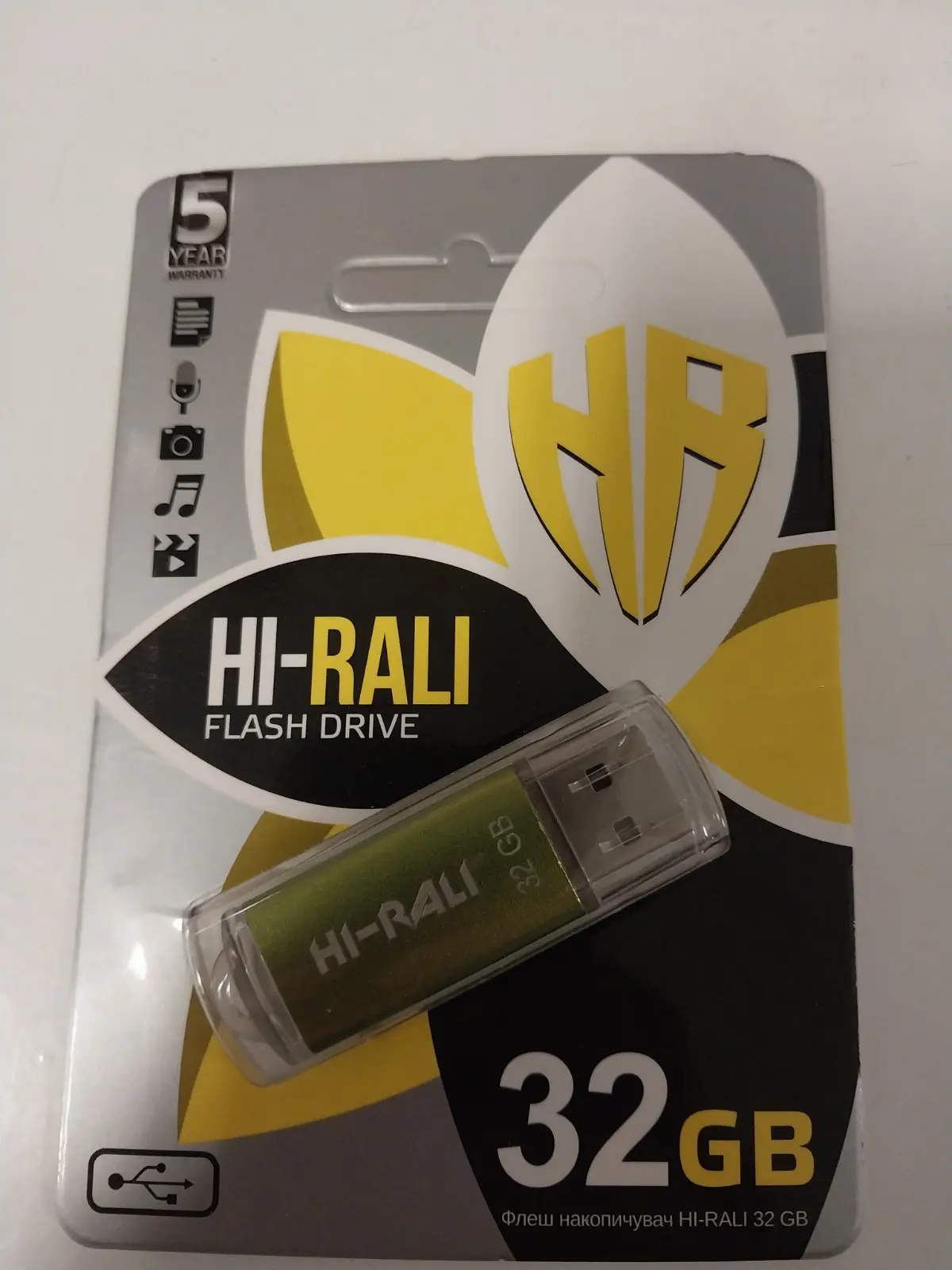 флешка Hi-Rali 32GB Rocket зелений від батарейки.com.ua