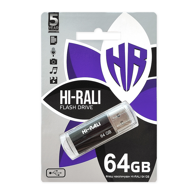 флешка Hi-Rali 64GB Corsair чорний), зображення 2 флешка Hi-Rali 64GB Corsair чорний), зображення 2