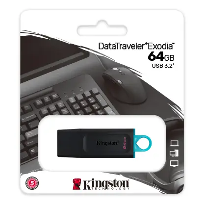 флешка KINGSTON DataTraveler Exodia 64 GB USB 3.2 від батарейки.com.ua
