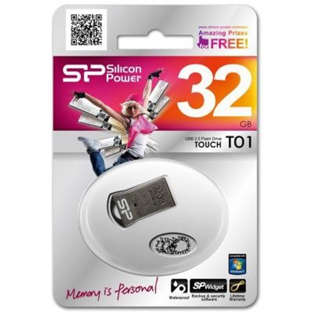 флешка SILICON POWER Touch T01 32Gb Black metal від батарейки.com.ua