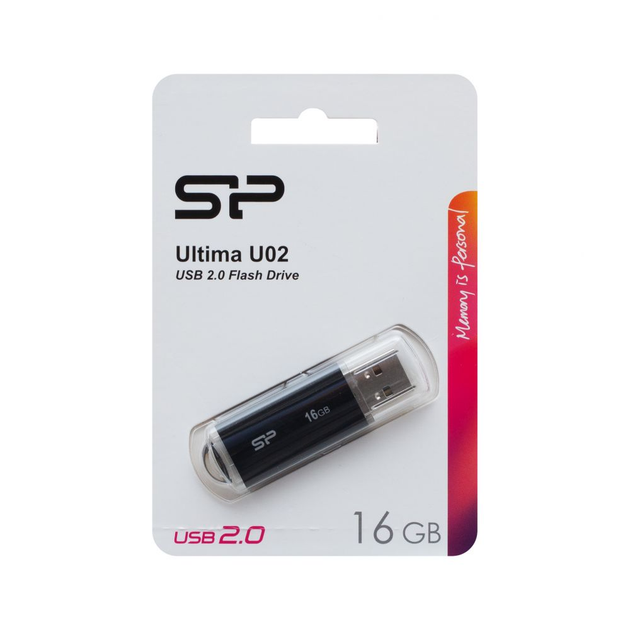 флешка SILICON POWER Ultima U02 16GB Black від батарейки.com.ua