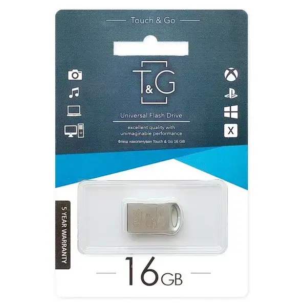 флешка T&G 105 16GB металева  від батарейки.com.ua