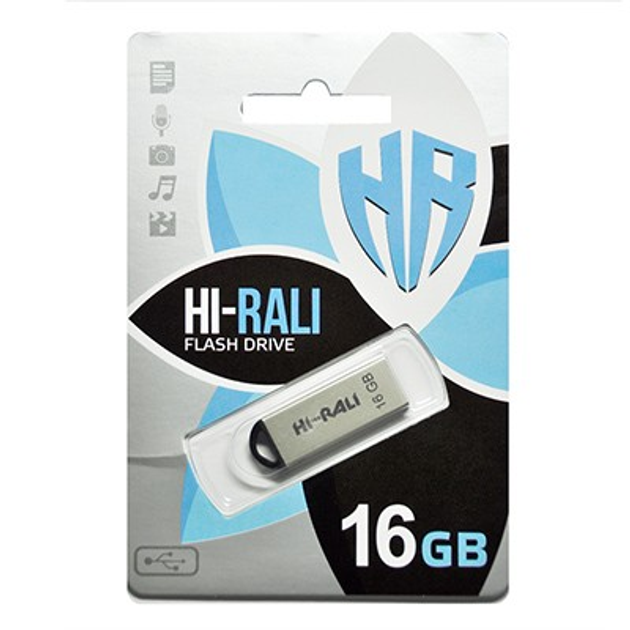флешка Hi-Rali 16GB Fit срібло металева), зображення 2 флешка Hi-Rali 16GB Fit срібло металева), зображення 2