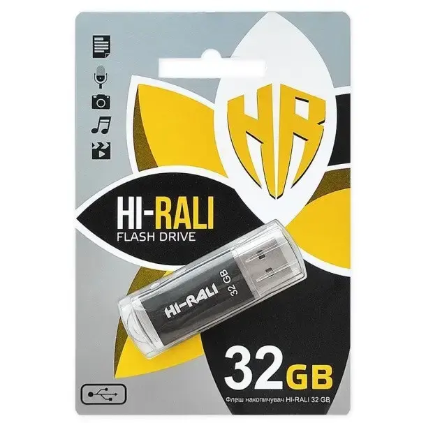 Флешка Hi-Rali 32GB 3.0 Rocket чорний від батарейки.com.ua