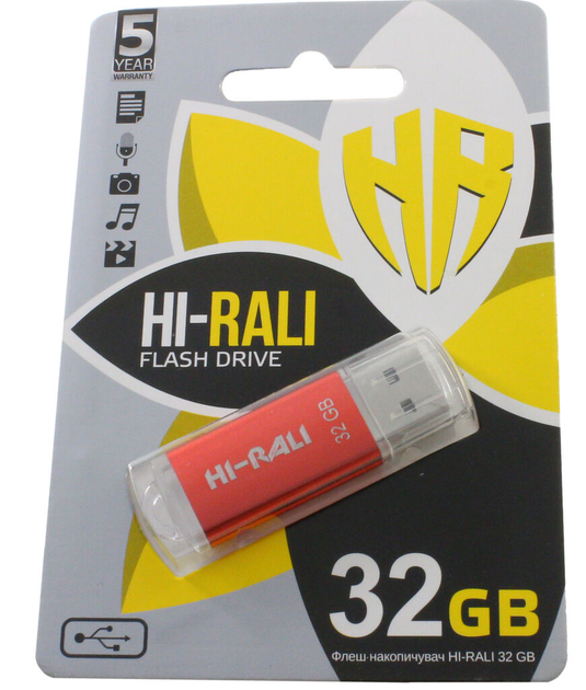 флешка Hi-Rali 32GB Rocket червоний), зображення 4