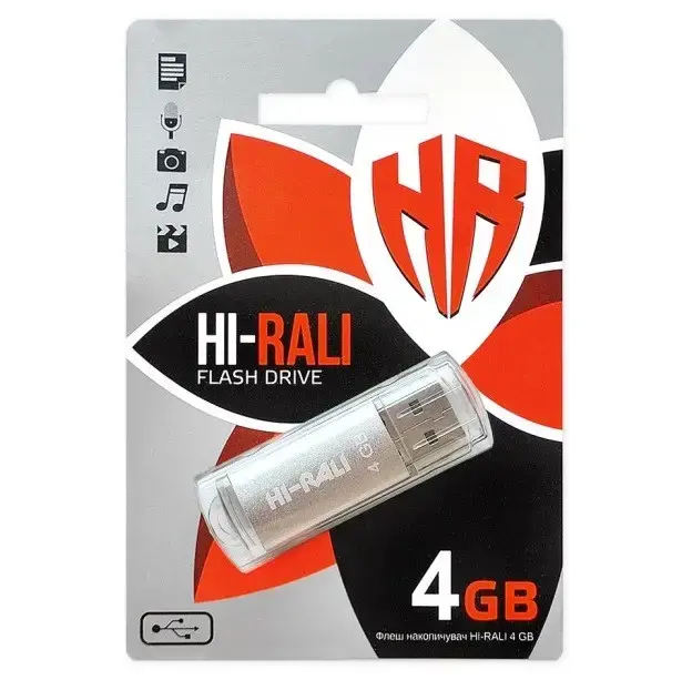 флешка Hi-Rali 4GB Rocket срібло від батарейки.com.ua