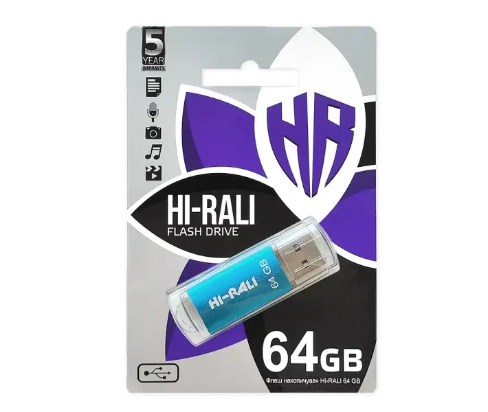 флешка Hi-Rali 64GB Rocket синій), зображення 2 флешка Hi-Rali 64GB Rocket синій), зображення 2