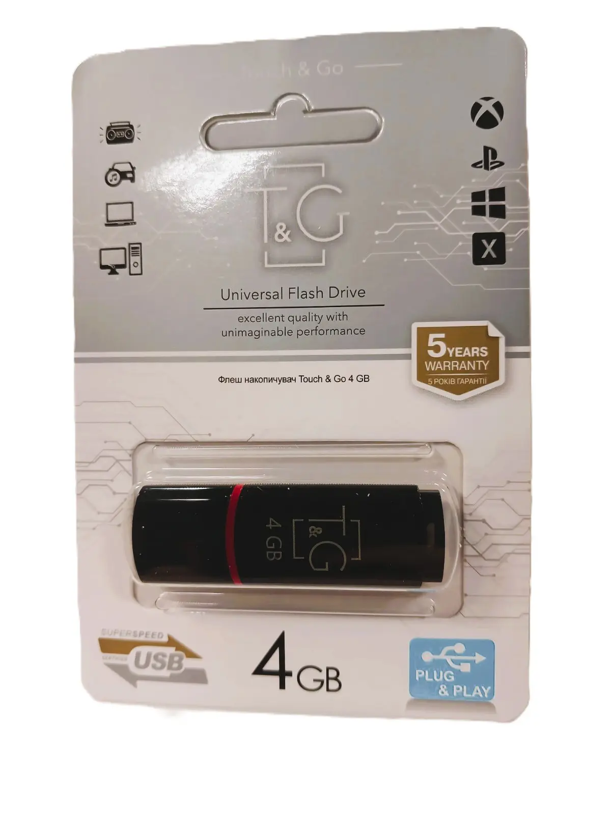 Флешка T&G 011 4GB Classic чорний від батарейки.com.ua
