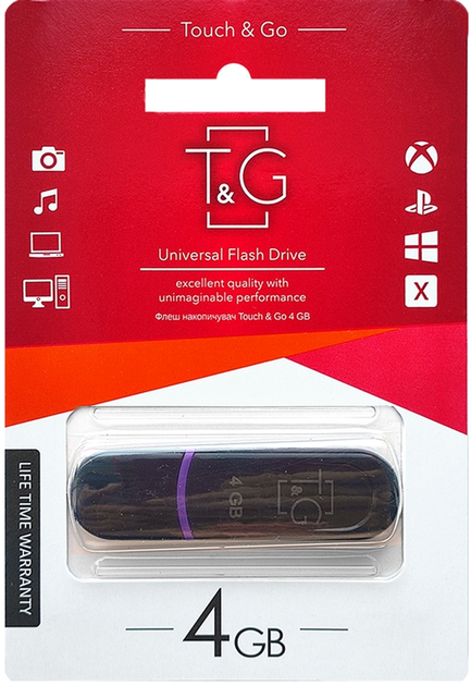 флешка T&G 012 4GB Jet чорна від батарейки.com.ua