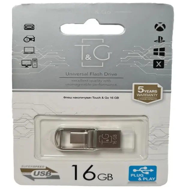Флешка T&G 104 16GB 2.0 USB-Type C металева  від батарейки.com.ua