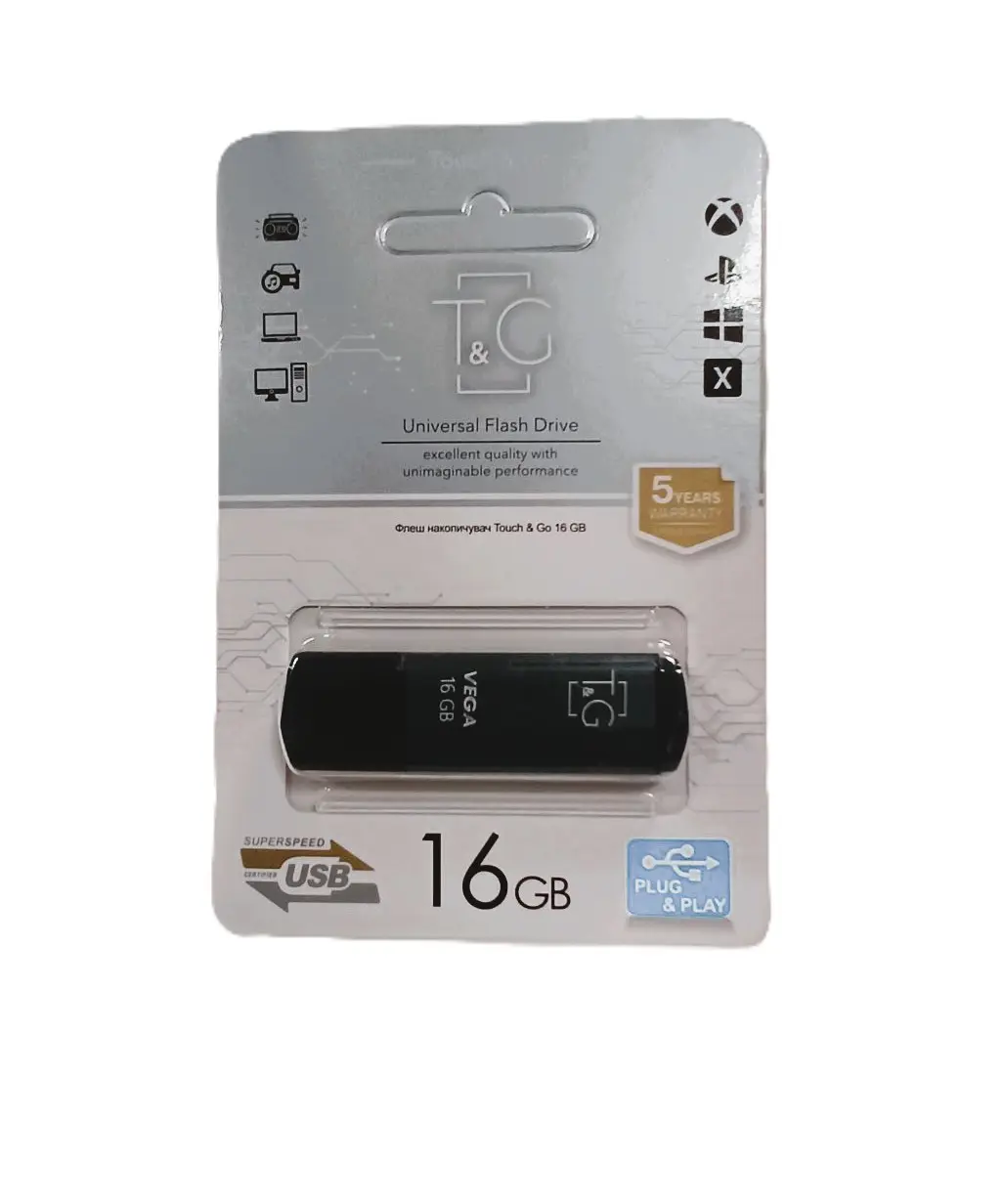 Флешка T&G Vega 121 16GB сірий від батарейки.com.ua