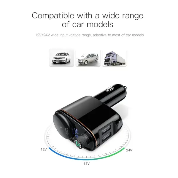 FM-Модулятор BASEUS S-06 Car Bluetooth4.2 2USB MP3 Player CCHC000001), зображення 4