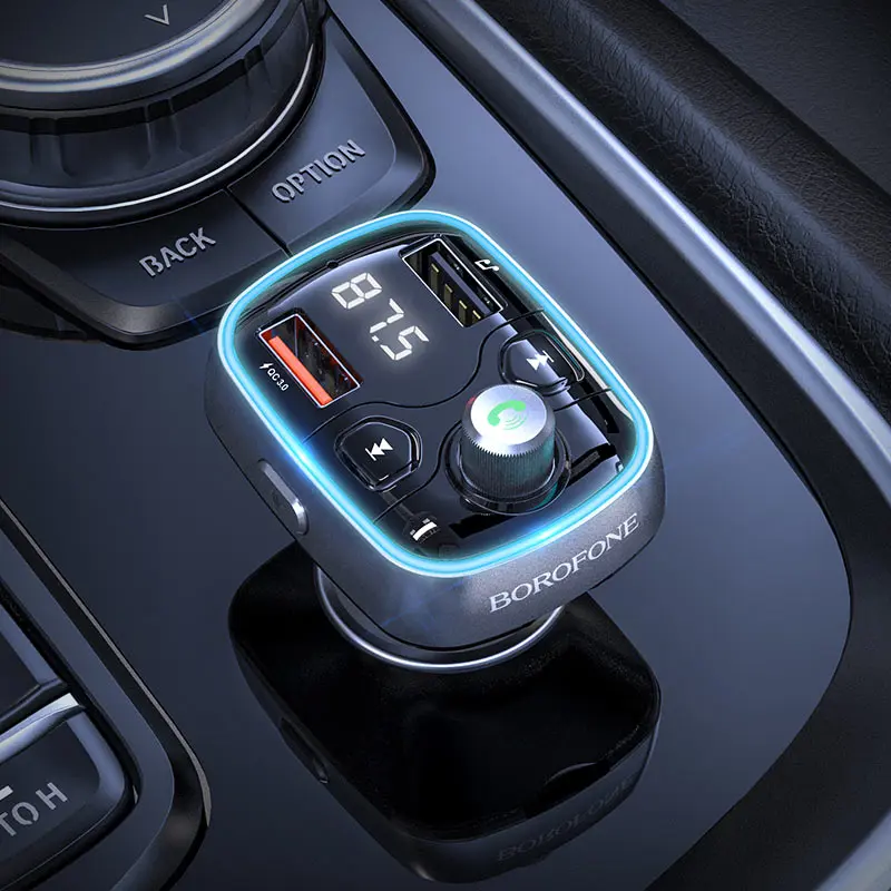 FM-модулятор BOROFONE BC32 Sunlight QC3.018W 2USB 2,4A чорний), зображення 5