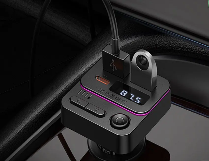 FM-модулятор BOROFONE BC60 bluetooth 5.4, 2USB, Type-C PD20W чорний), зображення 3