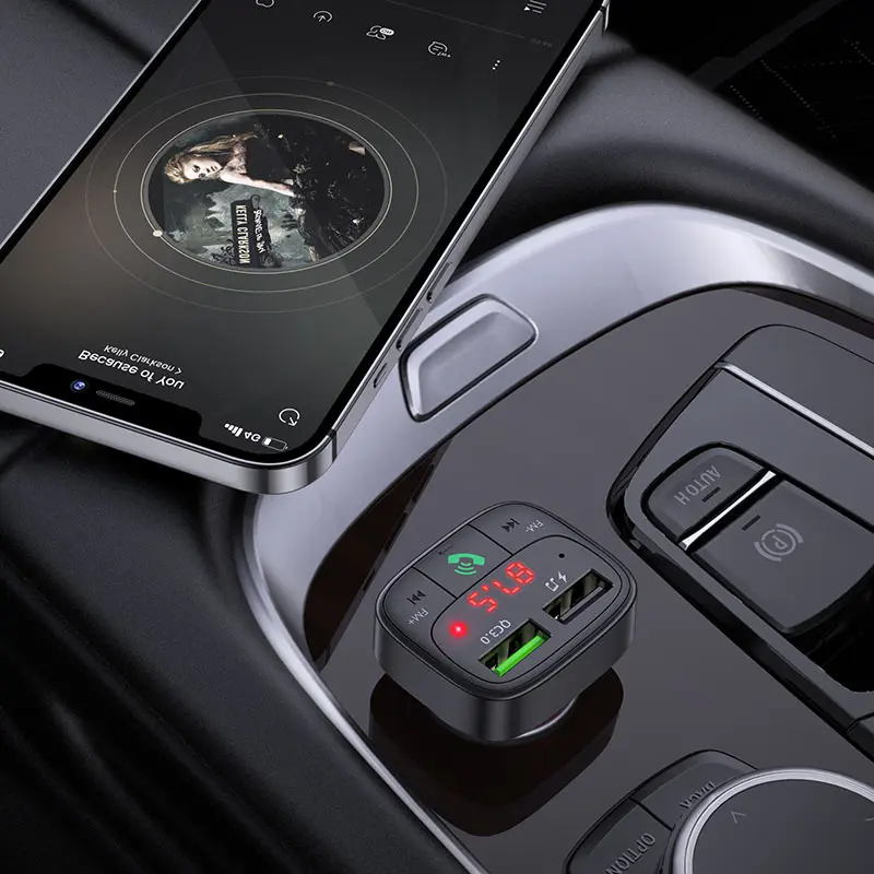 FM-модулятор HOCO E59 Promise 1PD 2USB QC3.0 18W BT5.0 Чорний), зображення 3